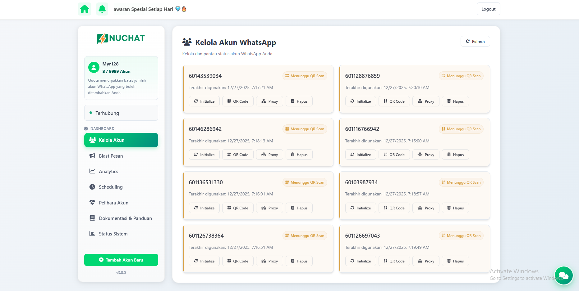 NUCHAT Dashboard Preview